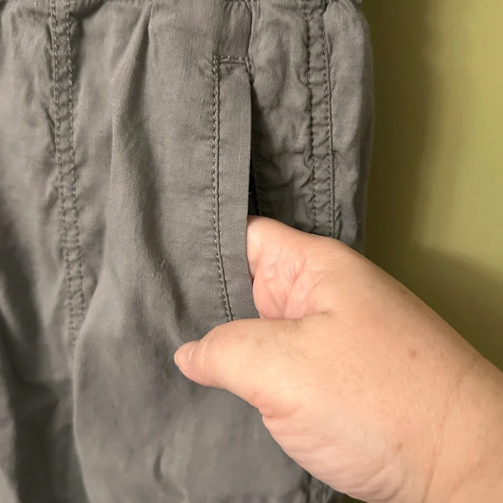 Eileen Fisher Petite PS Grey Elastic Waist Cargo‎ Jogger Pants Casual Utility